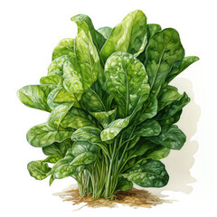 Watercolor Colorful Spinach Illustration, Generative Ai