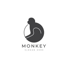 monkey animal logo design graphic vector