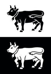 Cow icon. Symbol of milk, farm or dairy products. Attribute of a village or farmer.