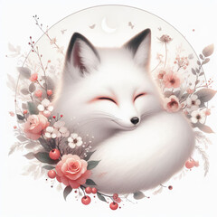 흰 배경, 흰색 여우 (White background, white fox)