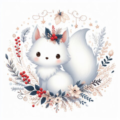 흰 배경, 흰색 여우 (White background, white fox)