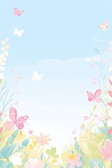 A delicate scene of butterflies flitting around a wildflower meadow, with a variety of colorful species gathering nectar, set against a soft, sunlit background that captures the essence of spring. car