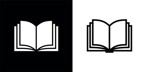 Set of open book icons. Symbol of knowledge and library. Pictogram of study, literature or science.