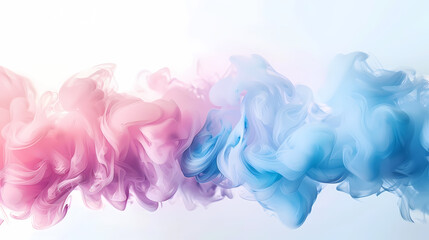 Pink and Blue Smoke Swirling Together on a Light Background