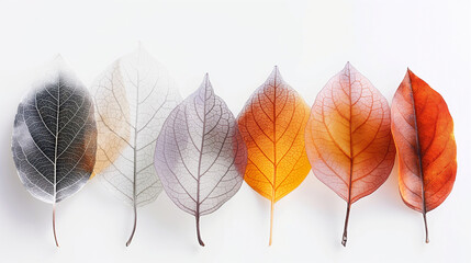 autumn leaves of various colors, including green, yellow, orange, and red