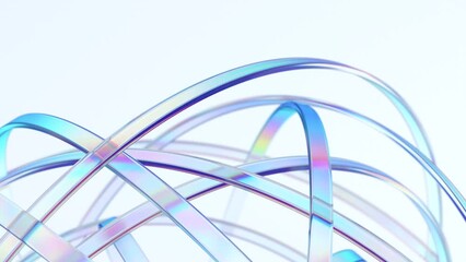 Colorful moving lines on a light background, 4k seamless looped video, 3d render