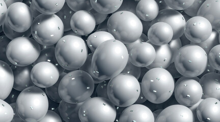 Stack of blank silver round balloons mockup