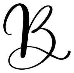 Vector calligraphy hand drawn letter B logo italic. Script font. Handwritten brush style