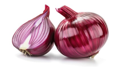 red onion isolated on white background clipping path
