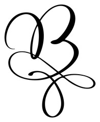 Vector calligraphy hand drawn letter B wedding. Script font logo icon. Handwritten brush style