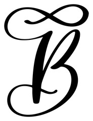 Hand drawn vector calligraphy letter B curve. Script font logo. Handwritten brush style flourish