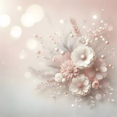 Abstract floral background with white flowers and bokeh lights. Vector illustration generated by ai