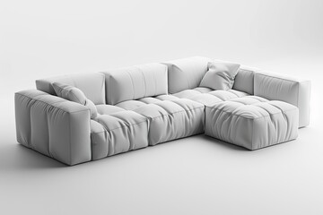 A modular sofa in monochromatic hues creates a versatile seating area - obrazy, fototapety, plakaty