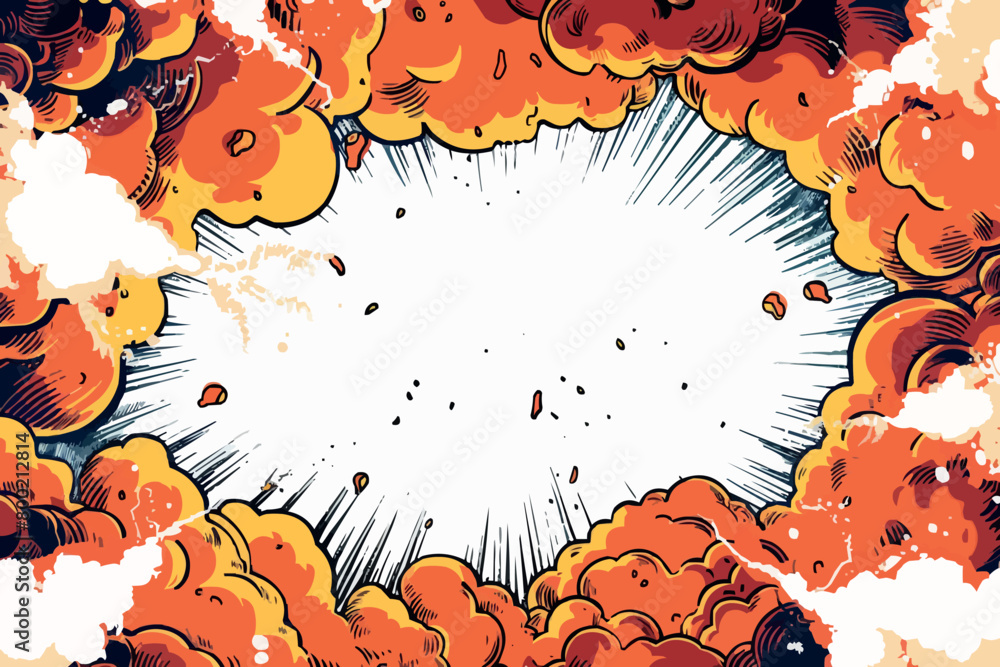 Poster comic blank speech bubble with copy space over color background design. empty template in explosion 