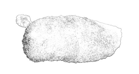 Fried chicken meat isolated over white background, food clipart. Restaurant fast food photography. Pencil sketch drawing illustration