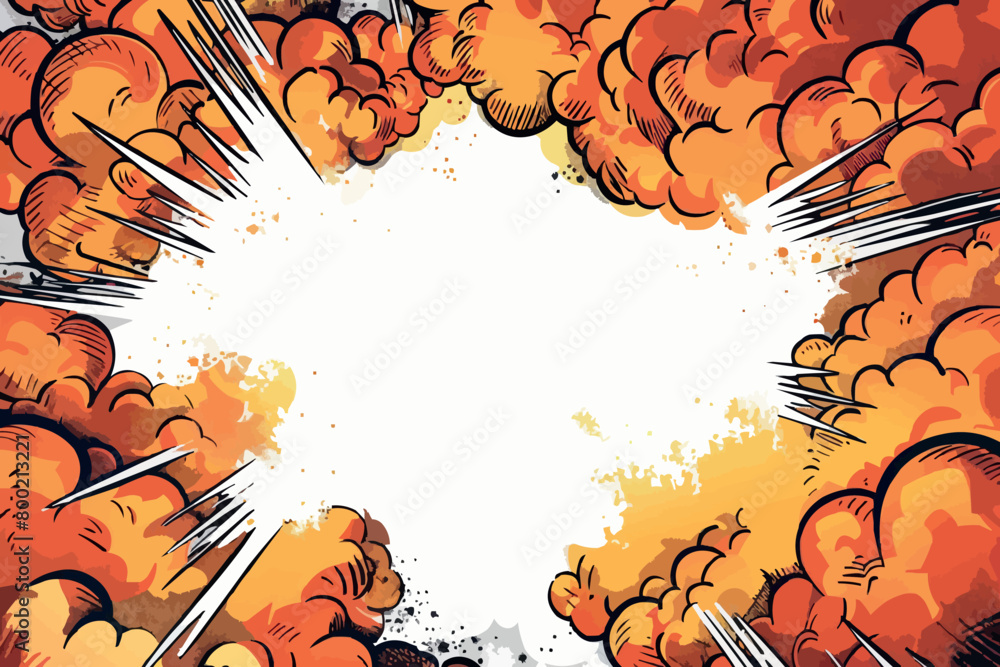 Poster comic blank speech bubble with copy space over color background design. empty template in explosion 