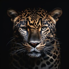 Obraz premium Capture the sleek, stealthy essence of a leopard with a dynamic, tilted angle view Showcase its powerful yet graceful movement using bold lines and realistic shading.