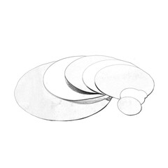 Trays and plates set isolated over white background. Hand drawn pencil sketch illustration