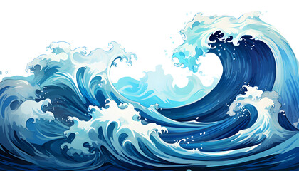 A vector cartoon illustration of a traditional Japanese wave