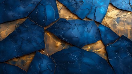 Midnight Blues and Golden Geometry: Abstract Art with Depth and Drama