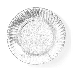 Golden plate or tray isolated over white background. Hand drawn pencil sketch illustration