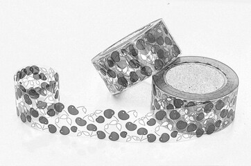 Curb tape decor for cakes with cherry pattern . Hand drawn pencil sketch illustration