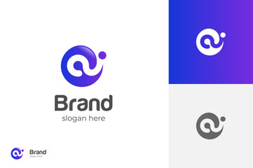 Circle Letter A or ai initial logo design with circle round shape for technology company or brand logo