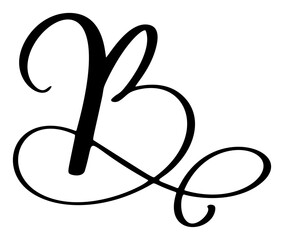 Vector calligraphy hand drawn letter B logo. Script font logo. Handwritten brush style