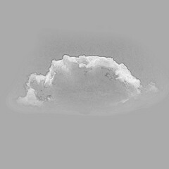 White clouds isolated over blue sky background. Hand drawn pencil sketch illustration