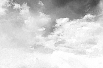 Natural cloudy sky background. Hand drawn pencil sketch illustration