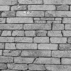 Brick wall texture. House wall pattern black and white photo, close view. Pencil sketch drawing illustration