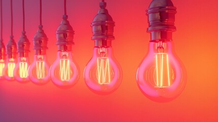 Fototapeta premium Vintage incandescent light bulbs decorating the room.
