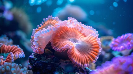Naklejka na ściany i meble Colorful coral reef, Underwater scene with corals. Underwater world. Marine life.