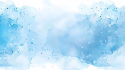 Blue Watercolor Splashes on White Background
