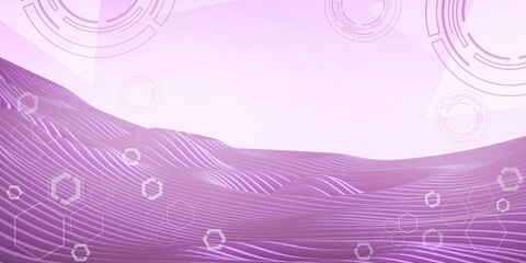 Abstract background. curve waveform paper folding concept with thermal energy from scientific technology. development, Purple, banner, website, 3d rendering.