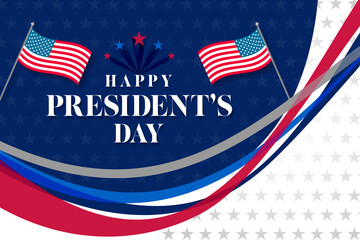 Happy president's day banner abstract curvy lines with stars background