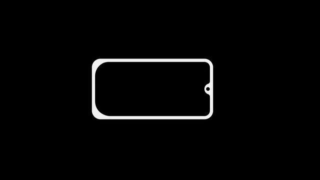 Smartphone Rotation from Horizontal to Vertical or Reverse. Rotate Your phone device Animation with arrow in Black Background.