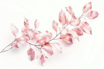 Fototapeta premium A minimalist nature scene with watercolor-style branch leaves in muted shades