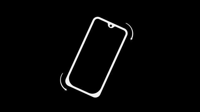 Smartphone Rotation from Horizontal to Vertical or Reverse. Rotate Your phone device Animation with arrow in Black Background.