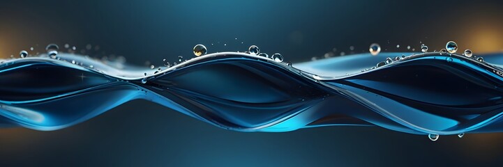 Blue water wave with bubbles. 3d rendering, 3d illustration generated by ai