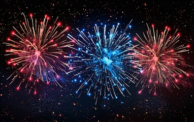 Celebrate the new year with a spectacular display of fireworks lighting up the night sky. AI technology creating a dazzling show.