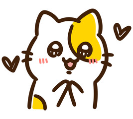 キラキラした目で上目遣いをするかわいいねこのキャラクターのデフォルメイラスト