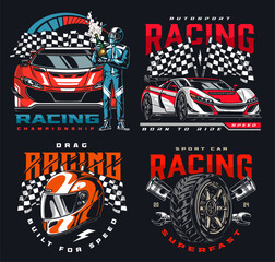 Naklejka premium Racing car set posters colorful