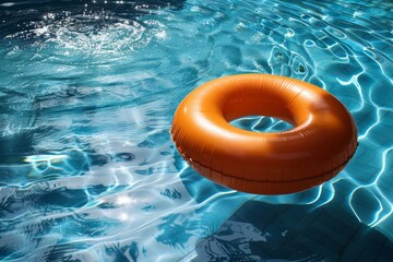 Bright orange float bobbing in a pool of water.