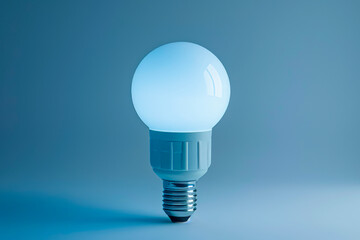 Brilliantly Illuminated: White LED Bulb Shining on a Pure White Background