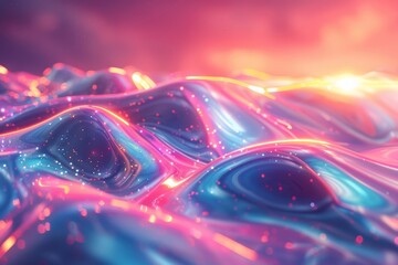 Abstract holographic backgrounds featuring elements such as synthwave, vaporwave, retro wave, and cyberpunk aesthetics are popular in digital art.