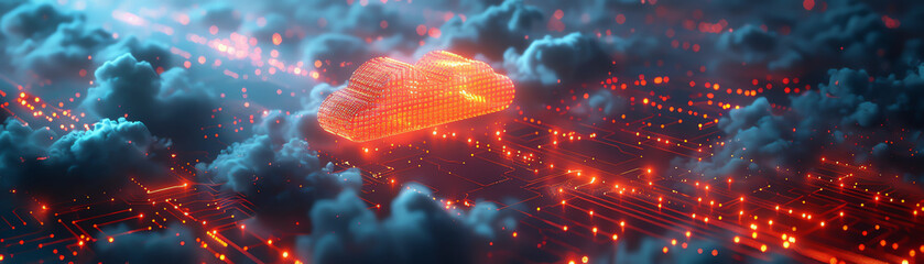 3D rendered visualization of a multiuser cloud platform with active data sharing and collaboration features