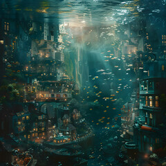 Underwater Elegy: The Spectacular Vision of Sunken City in California - obrazy, fototapety, plakaty