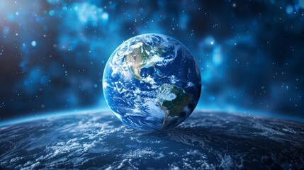 Illustration of a high-tech North American globe in a virtual setting created using artificial intelligence.