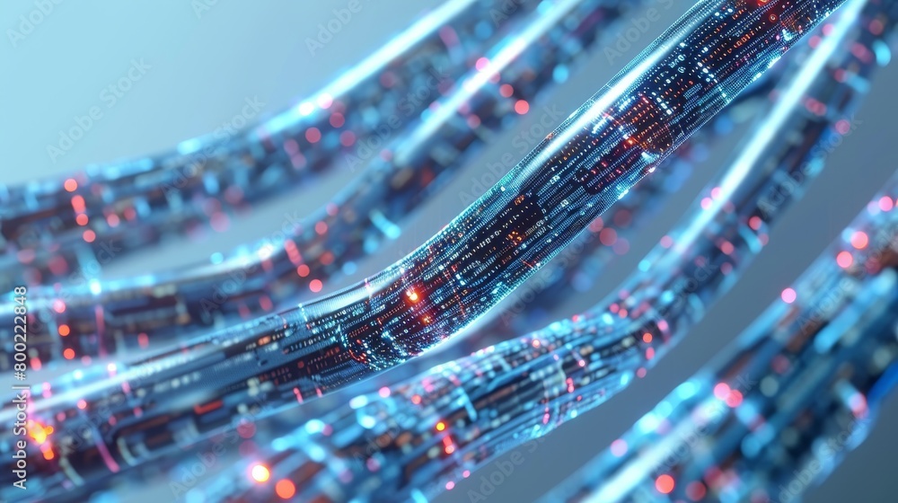 Poster illuminated data cables transmitting information in the background for seamless connectivity